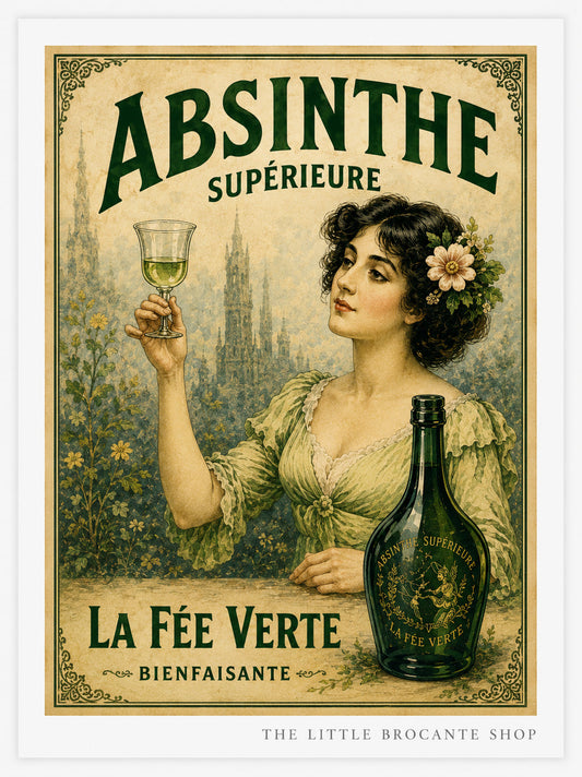 Absinthe Supérieure "La Fée Verte" Vintage French Print | Belle Époque Wall Art Print | Available in A4, A3, A2, 50x70cm & A1