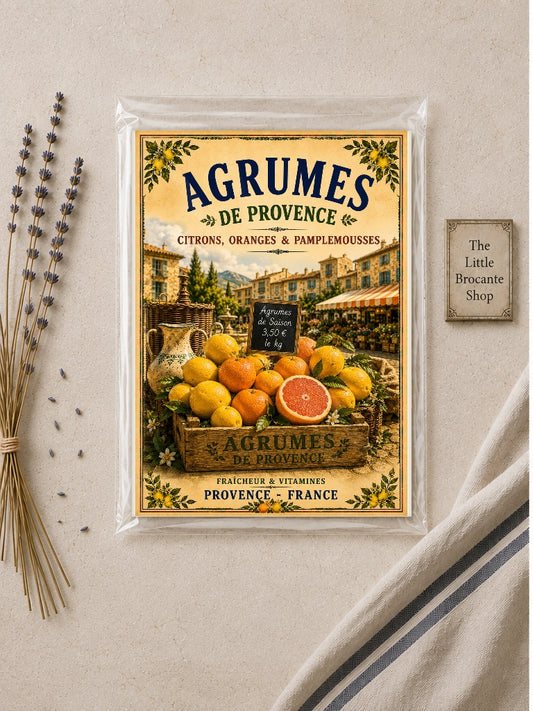 Vintage Agrumes de Provence French Citrus Market A4 Art Print | Gallery Quality Wall Art | Unframed Gift
