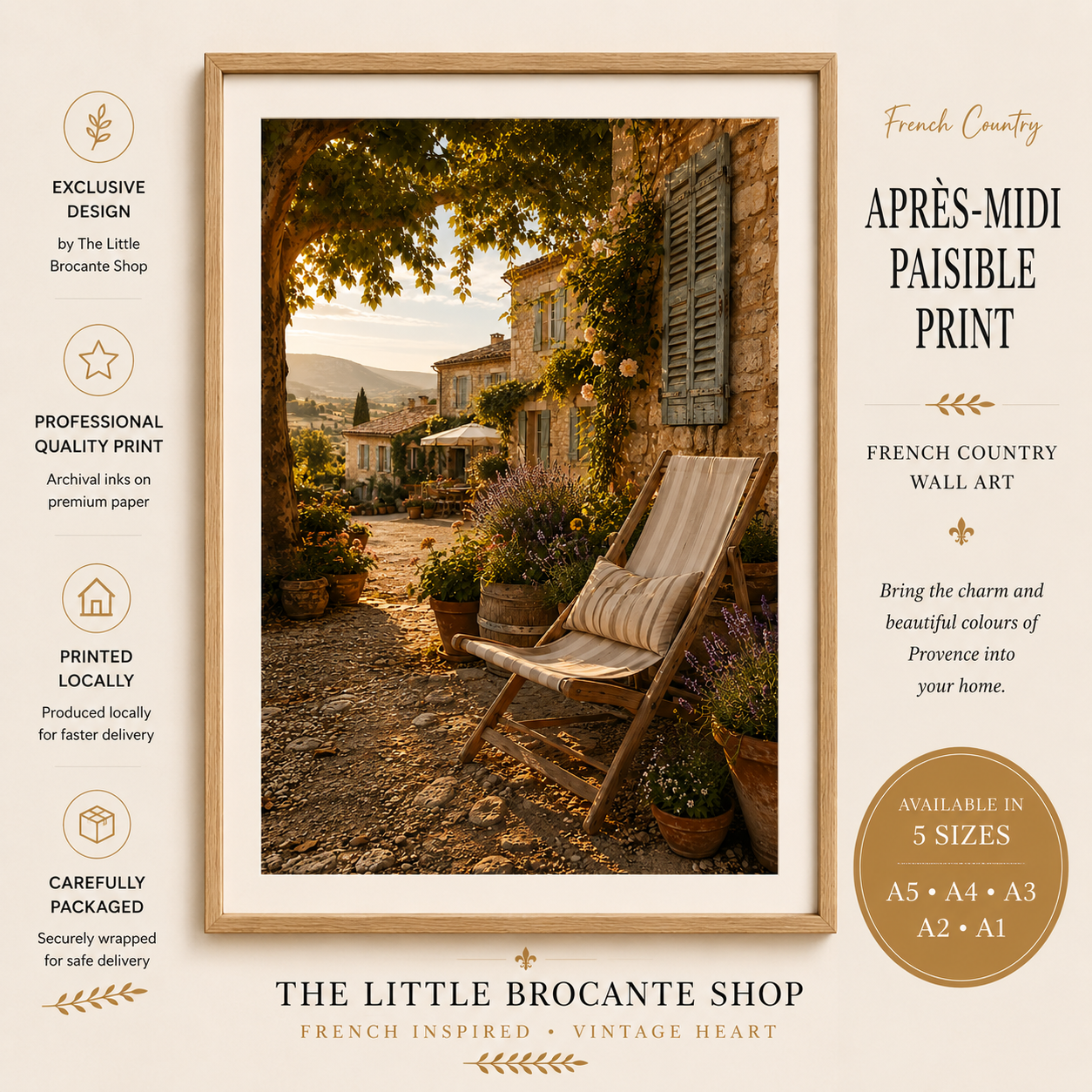 Après-Midi Paisible Print | French Provence Wall Art | Rustic French Country Landscape | A5, A4, A3, A2 & A1