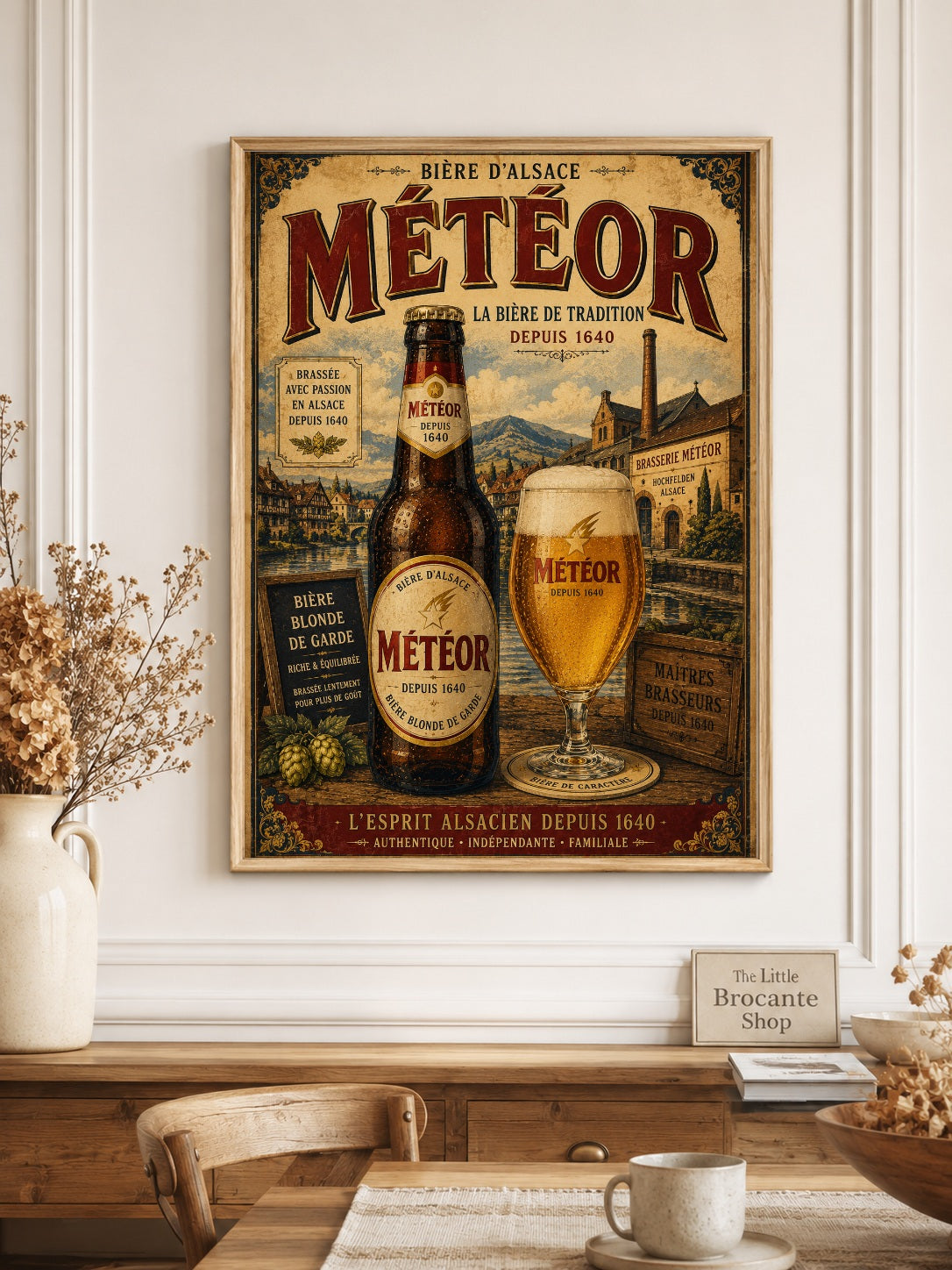 Météor Bière d'Alsace Vintage French Beer Poster | French Brewery Wall Art Print | Available in A4, A3, A2, 50x70cm & A1