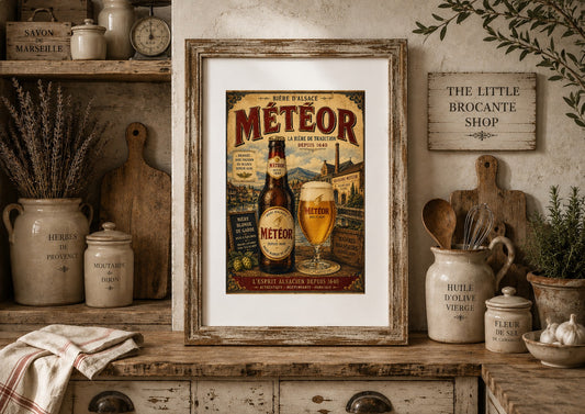 Météor Bière d'Alsace Vintage French Beer Poster | French Brewery Wall Art Print | Available in A4, A3, A2, 50x70cm & A1