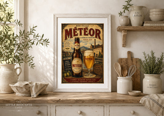 Météor Bière d'Alsace Vintage French Beer Poster | French Brewery Wall Art Print | Available in A4, A3, A2, 50x70cm & A1