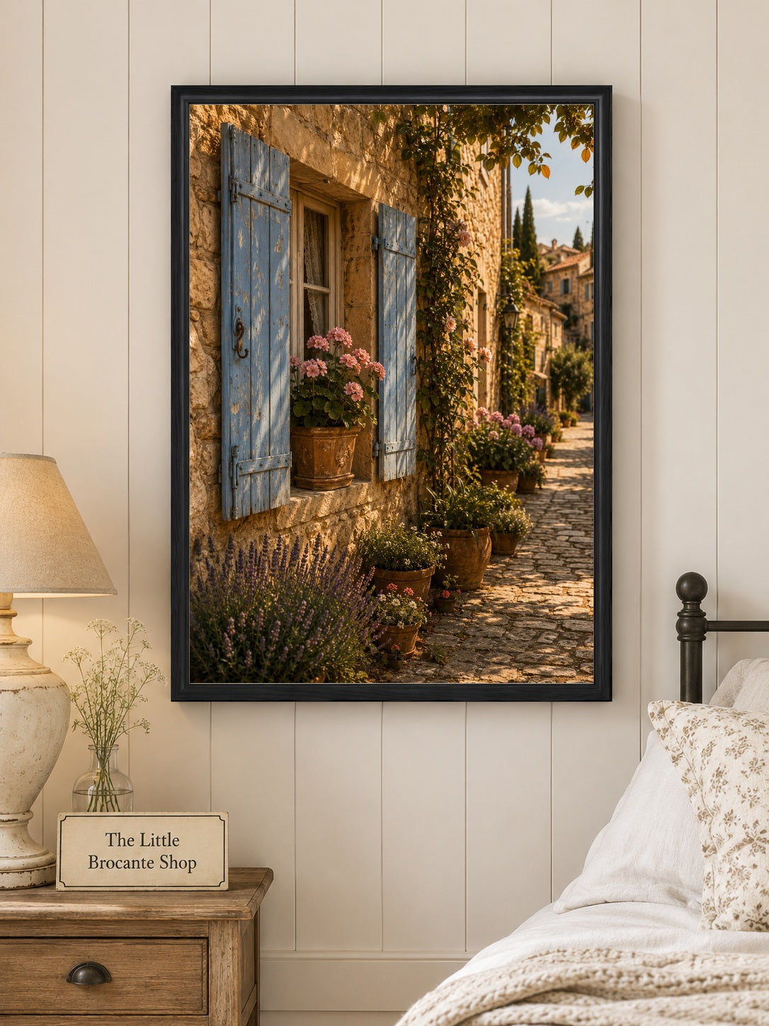 Volet Bleu Print | Blue Shutters of Provence Wall Art | French Village Street | A5, A4, A3, A2 & A1