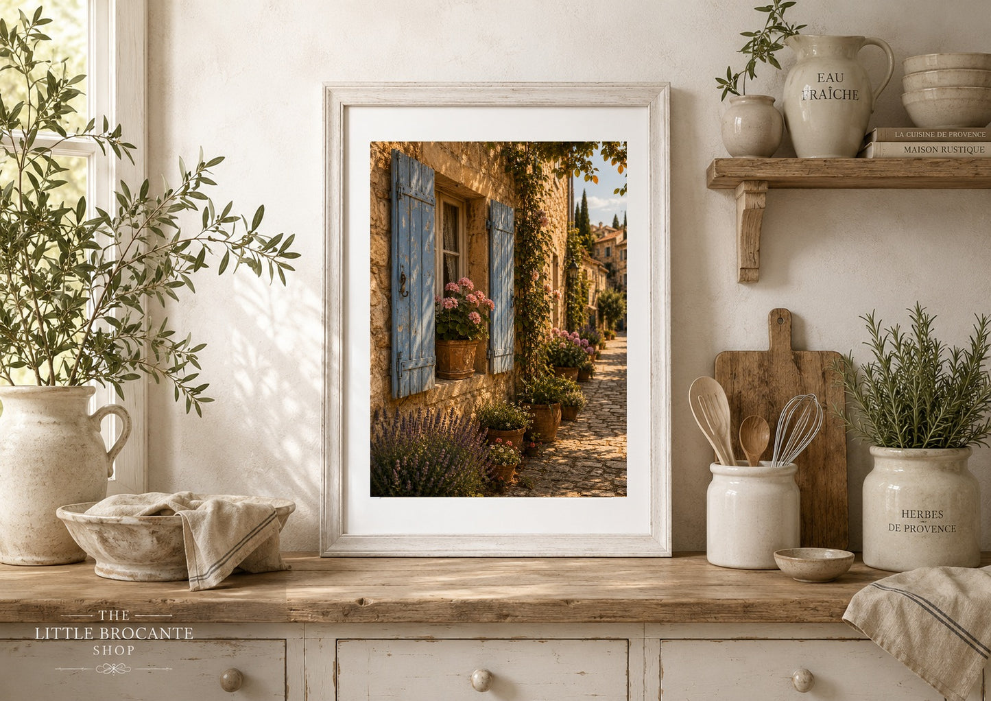 Volet Bleu Print | Blue Shutters of Provence Wall Art | French Village Street | A5, A4, A3, A2 & A1