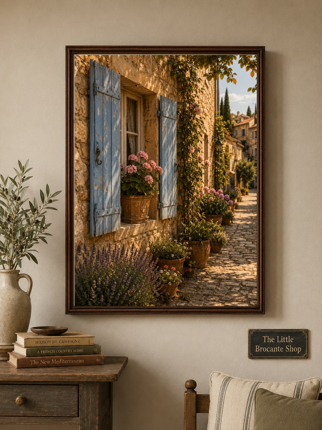 Volet Bleu Print | Blue Shutters of Provence Wall Art | French Village Street | A5, A4, A3, A2 & A1