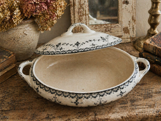 Antique Blue & White Lidded Tureen