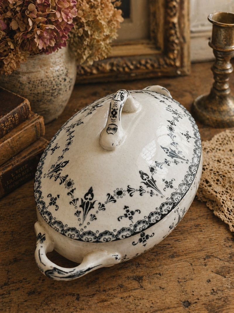 Antique Blue & White Lidded Tureen