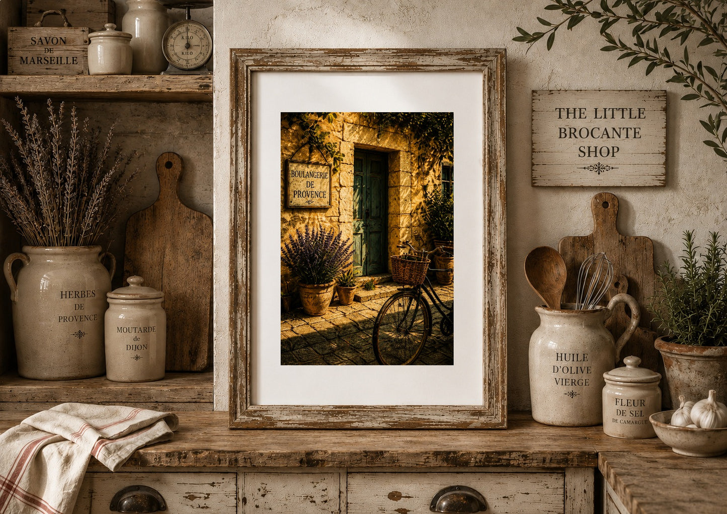 Boulangerie de Provence Vintage French Bakery Print | Rustic Provence Wall Art | French Country Kitchen Poster