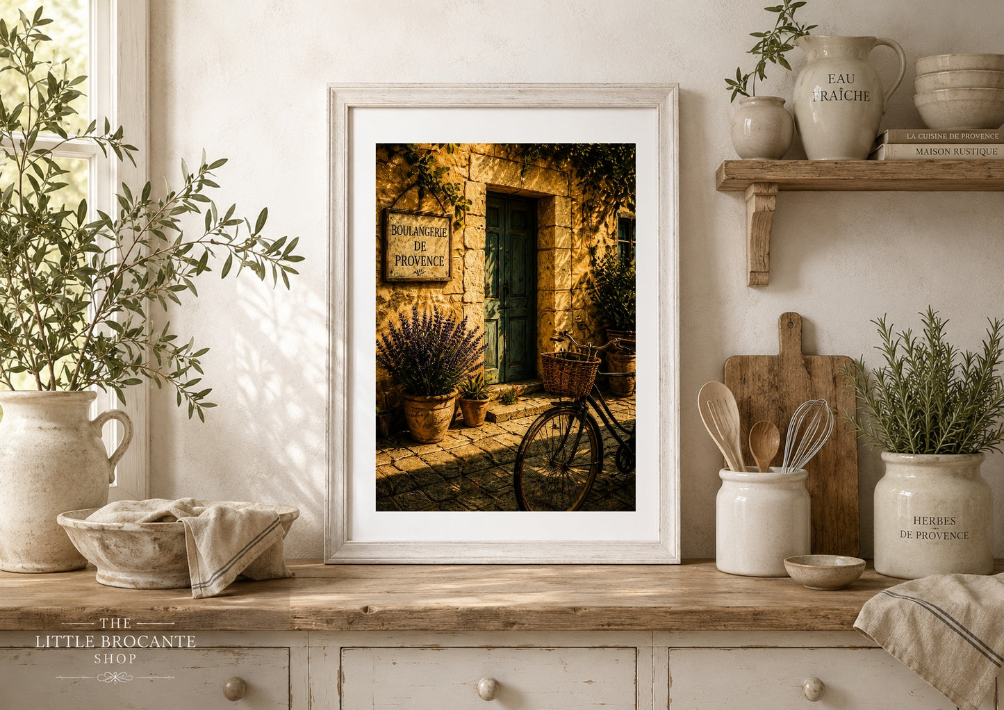Boulangerie de Provence Vintage French Bakery Print | Rustic Provence Wall Art | French Country Kitchen Poster