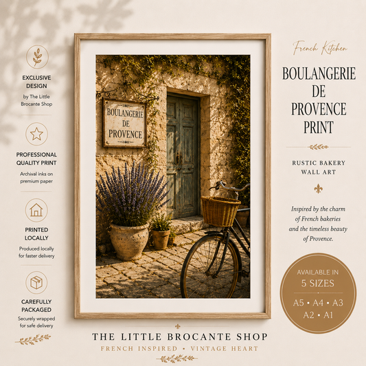 Boulangerie de Provence Vintage French Bakery Print | Rustic Provence Wall Art | French Country Kitchen Poster