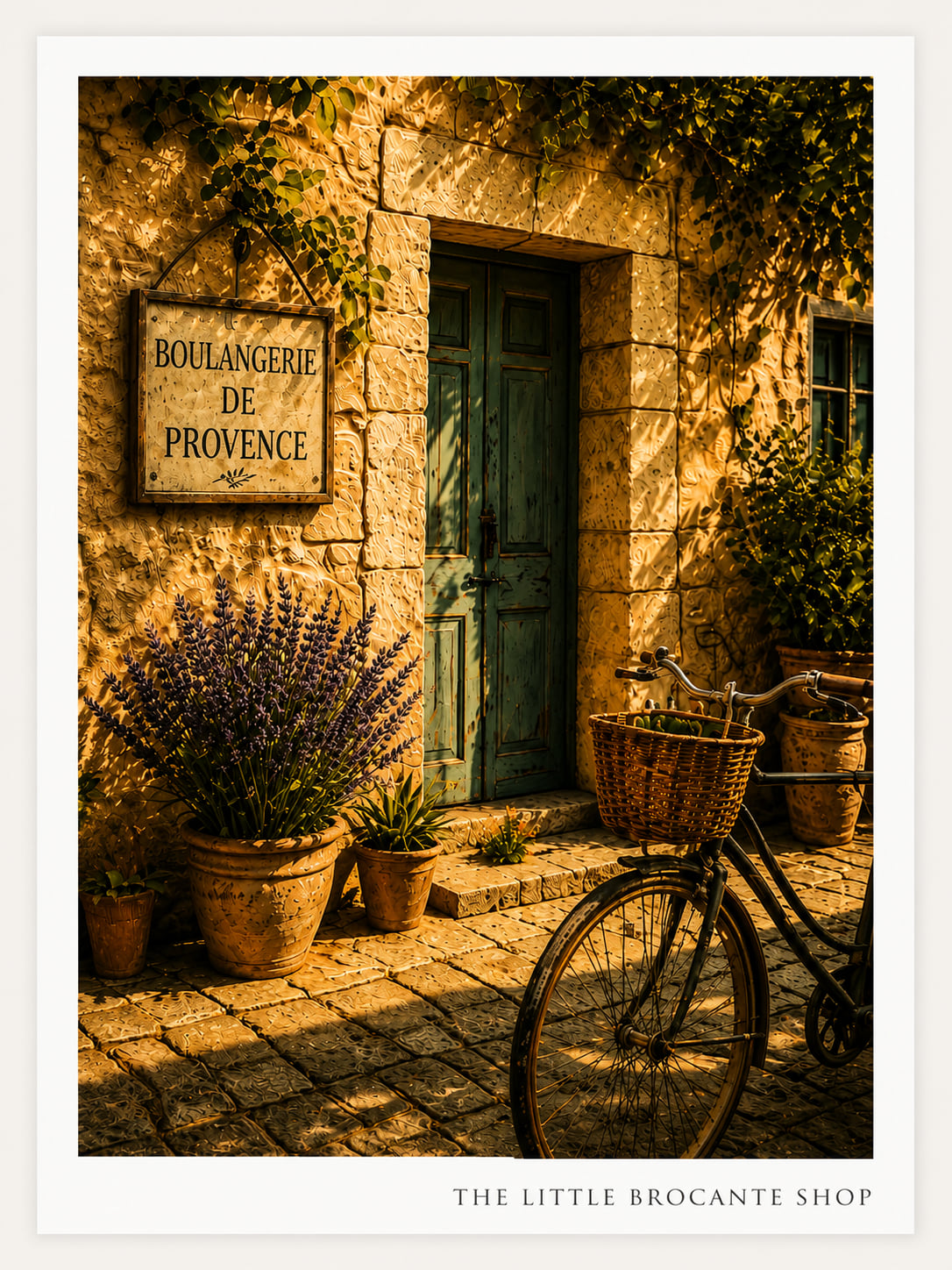 Boulangerie de Provence Vintage French Bakery Wooden Framed Print | Rustic Provence Wall Art | French Country Kitchen Print