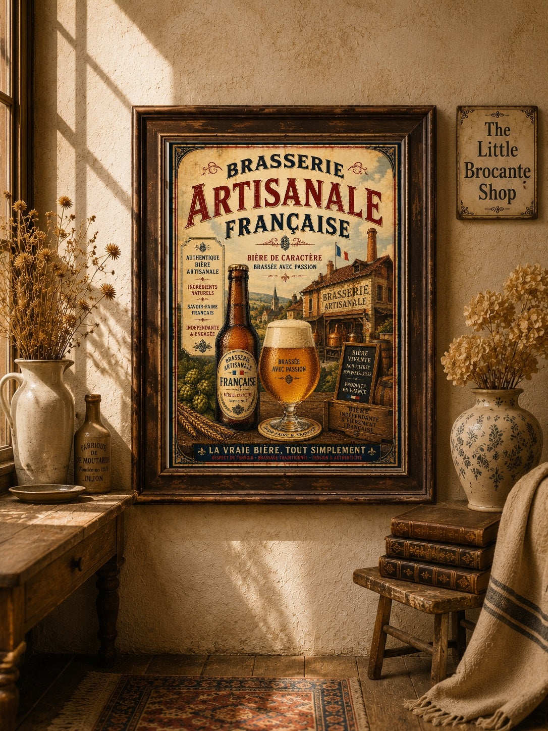 Brasserie Artisanale Française Vintage Beer Poster – French Craft Brewery Wall Art