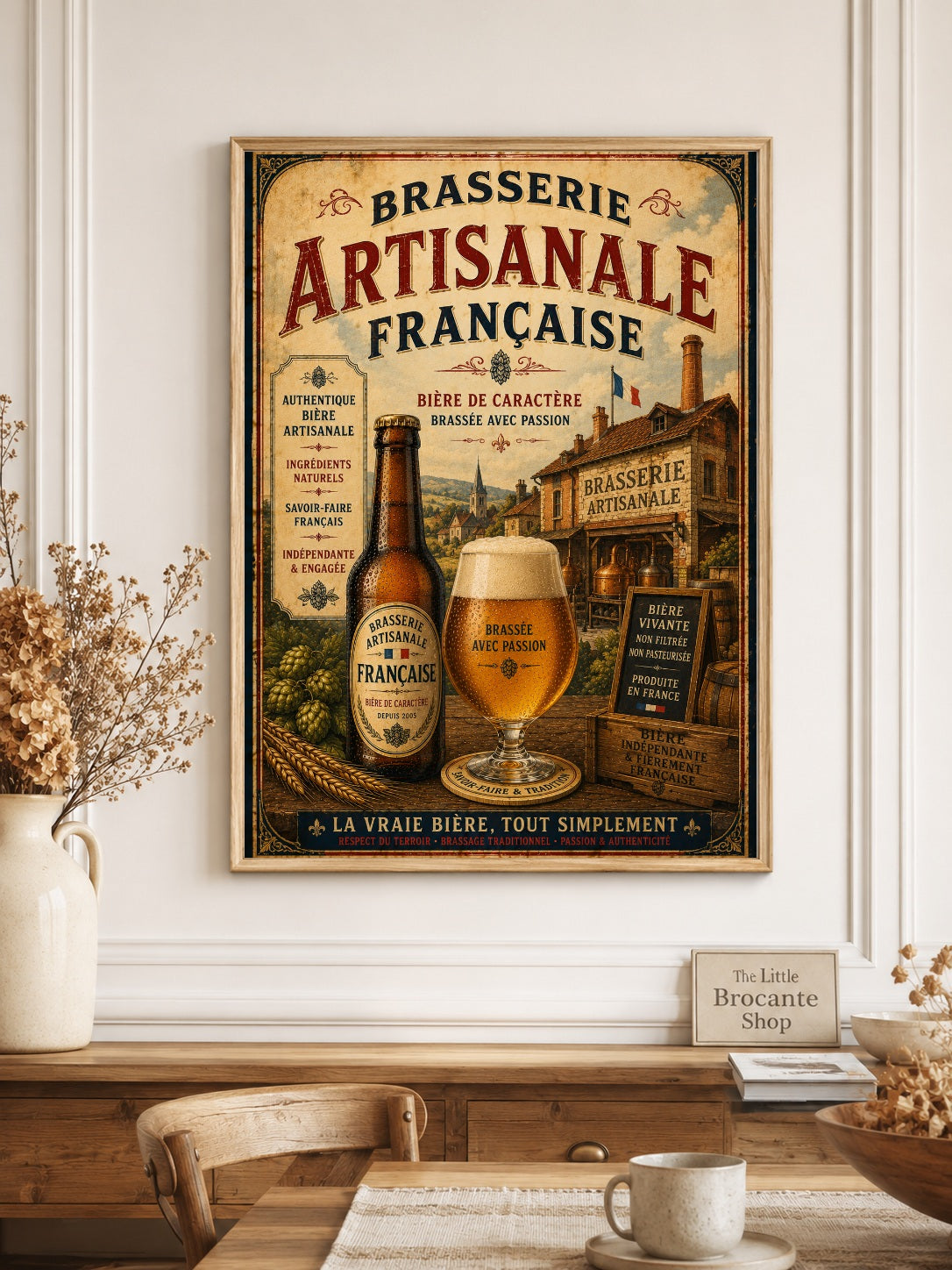 Brasserie Artisanale Française Vintage Beer Poster – French Craft Brewery Wall Art
