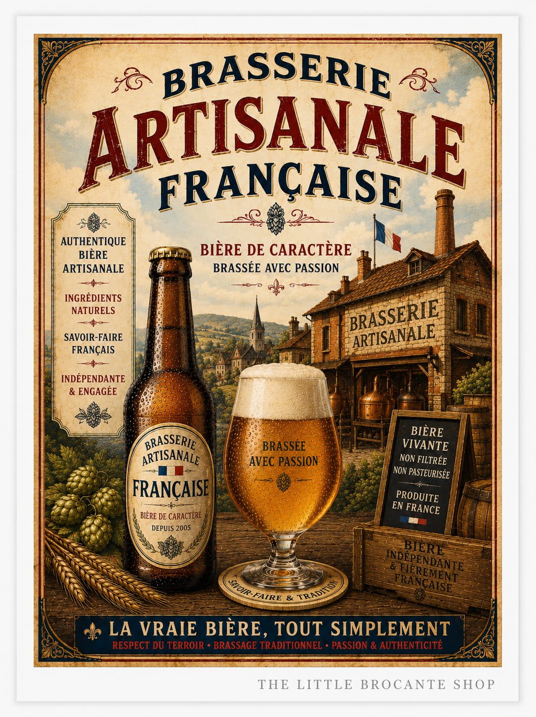 Brasserie Artisanale Française Vintage Beer Poster – French Craft Brewery Wall Art