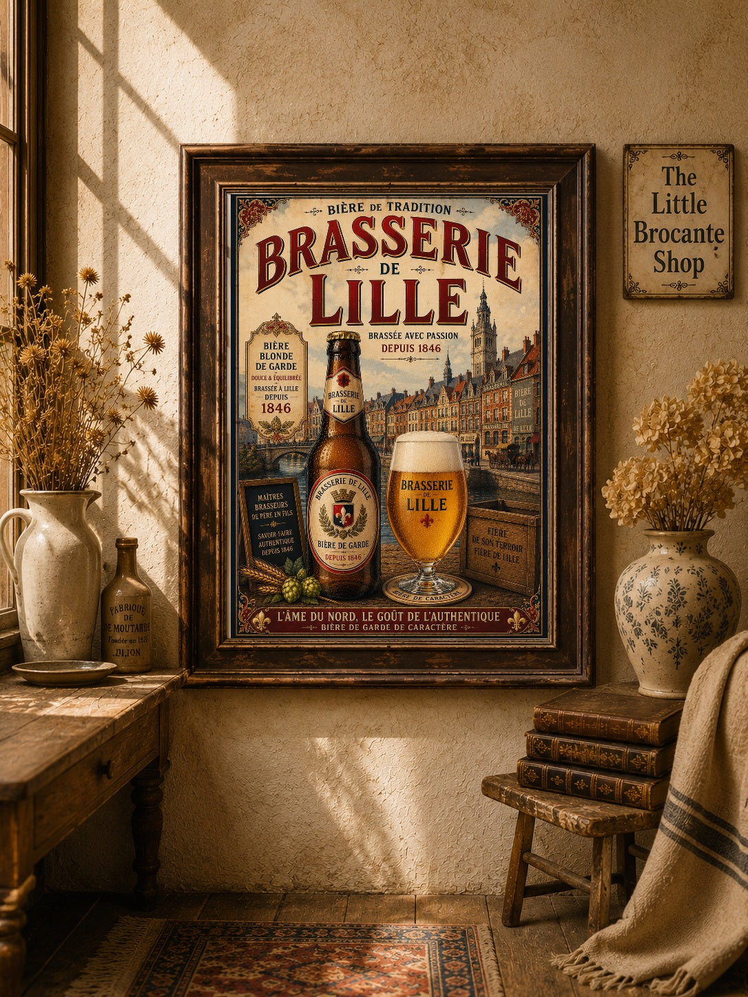 Brasserie de Lille Vintage Beer Poster – French Brewery Wall Art