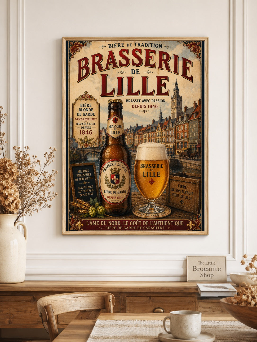 Brasserie de Lille Vintage Beer Poster – French Brewery Wall Art