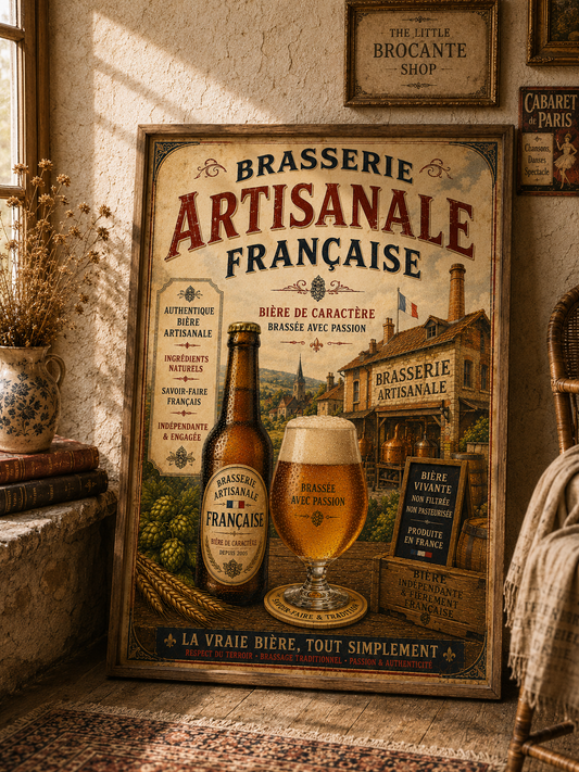 Brasserie Artisanale Française Vintage Beer Poster – French Craft Brewery Wall Art