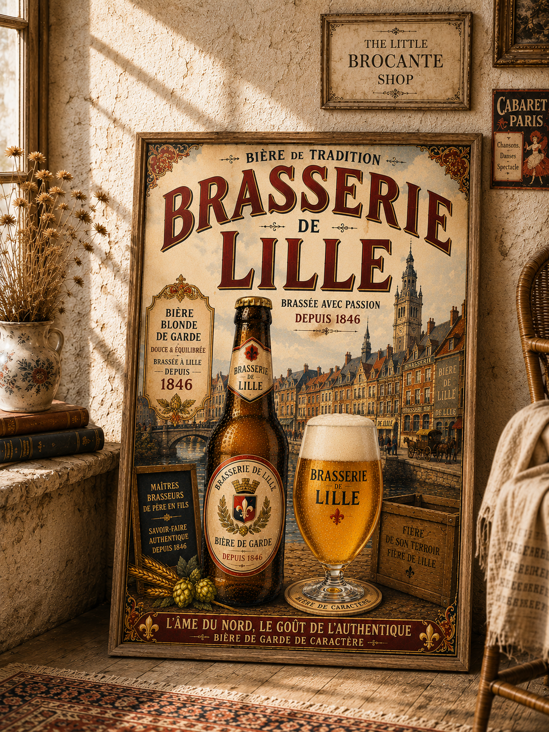 Brasserie de Lille Vintage Beer Poster – French Brewery Wall Art