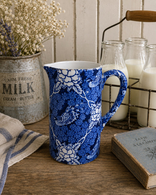 Vintage Royal Venton Ware Blue and White Milk Jug | John Steventon & Sons | English Pottery Pitcher | Country Cottage Décor