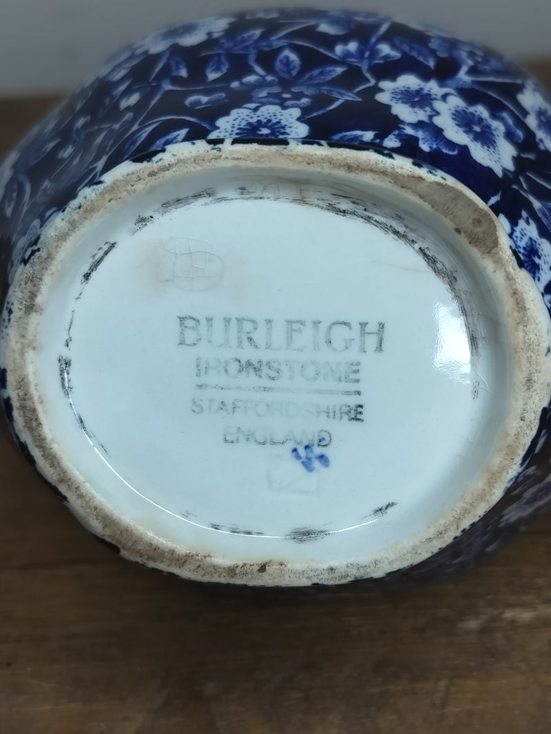 Vintage Burleigh Blue & White Ironstone Jug | Staffordshire Floral Cream Jug | English Country Cottage Pottery