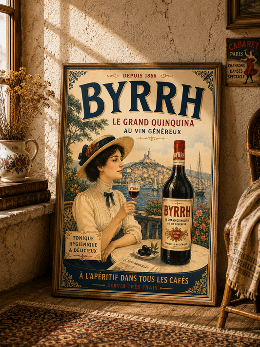 Byrrh Le Grand Quinquina Vintage French Drinks Advertising Print | French Aperitif Wall Art | Mediterranean Café Poster