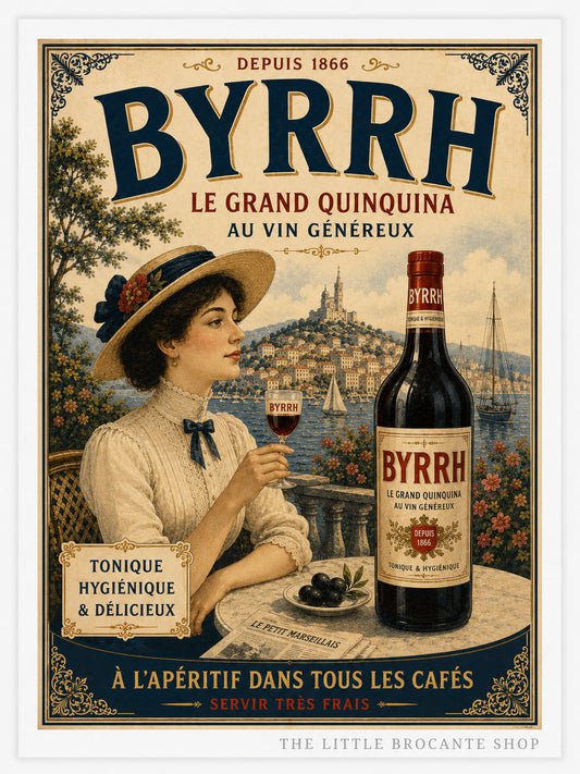 Byrrh Le Grand Quinquina Vintage French Drinks Advertising Print | French Aperitif Wall Art | Mediterranean Café Poster