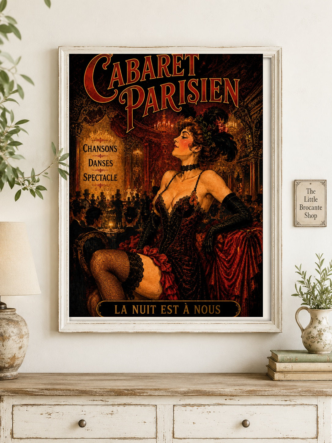 Cabaret Parisien Print in Bell Epoque Style  Framed Art Print
