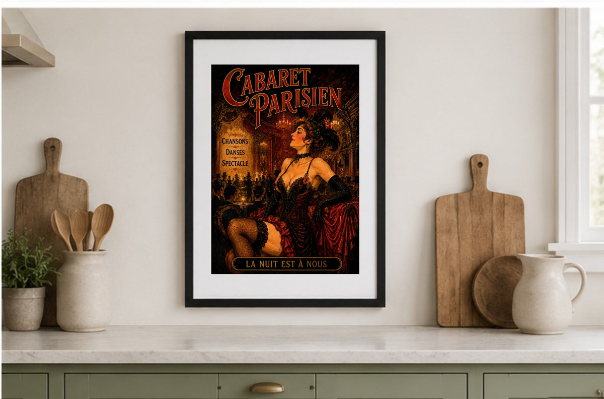 Cabaret Parisien Print in Bell Epoque Style  Framed Art Print