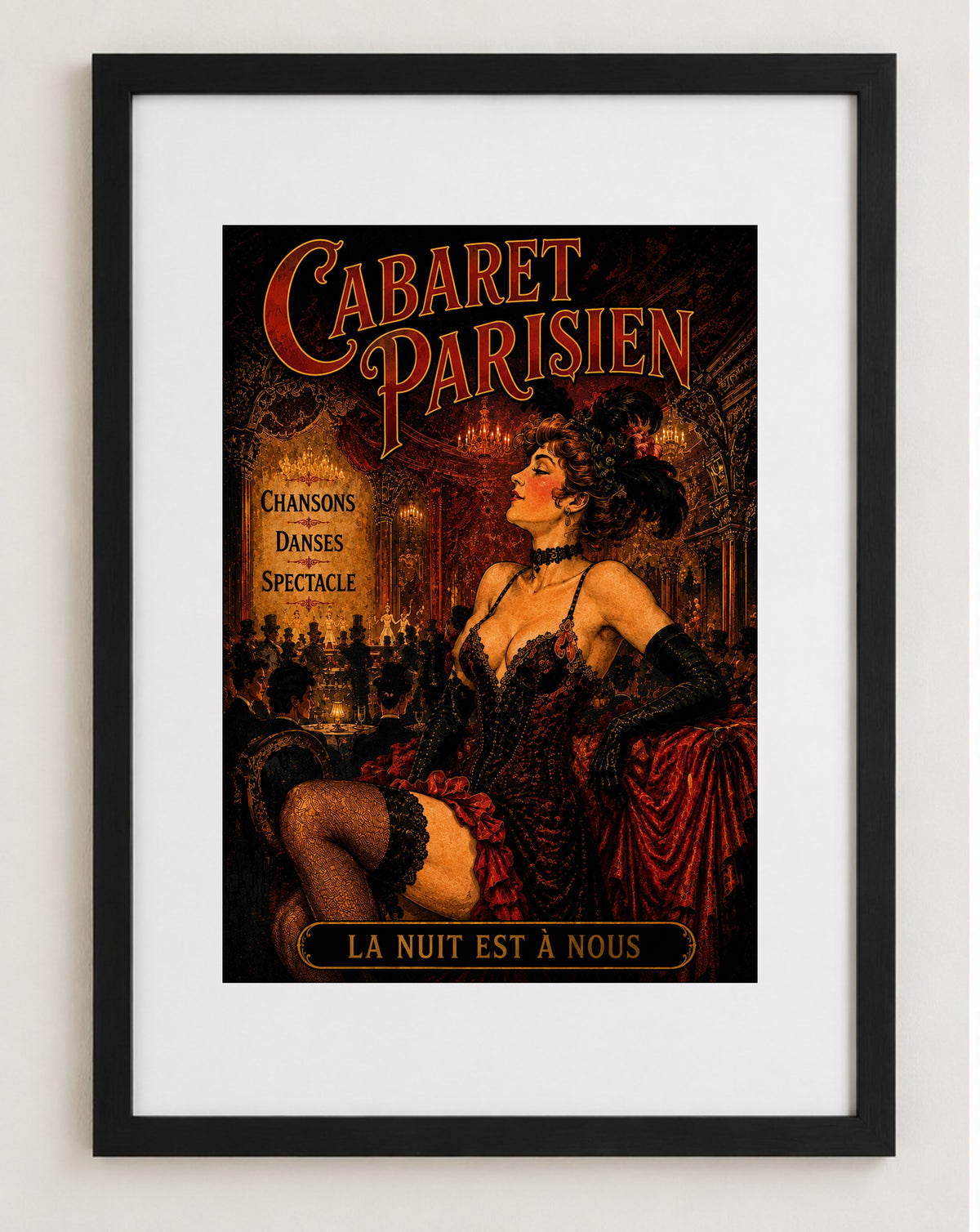 Cabaret Parisien Print in Bell Epoque Style  Framed Art Print