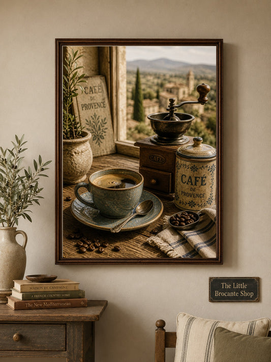 Café de Provence Art Print | French Coffee Kitchen Wall Art | Rustic Coffee Station Decor | Vintage French Country Café Print