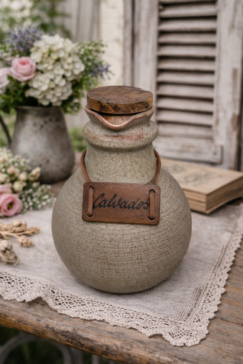 Vintage French Calvados Stoneware Jug - The Little Brocante Shop