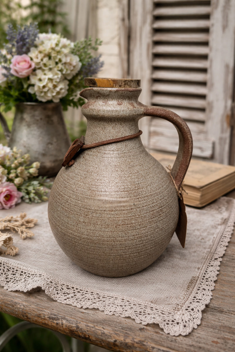 Vintage French Calvados Stoneware Jug - The Little Brocante Shop