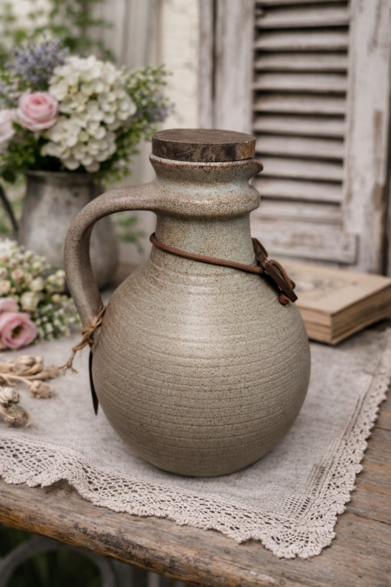 Vintage French Calvados Stoneware Jug - The Little Brocante Shop