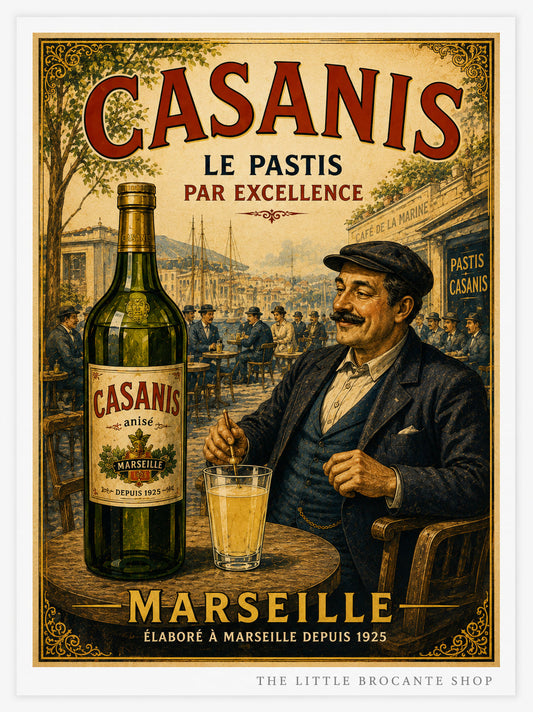 Casanis Le Pastis Vintage French Advertising Print | Marseille Pastis Wall Art | French Café Poster