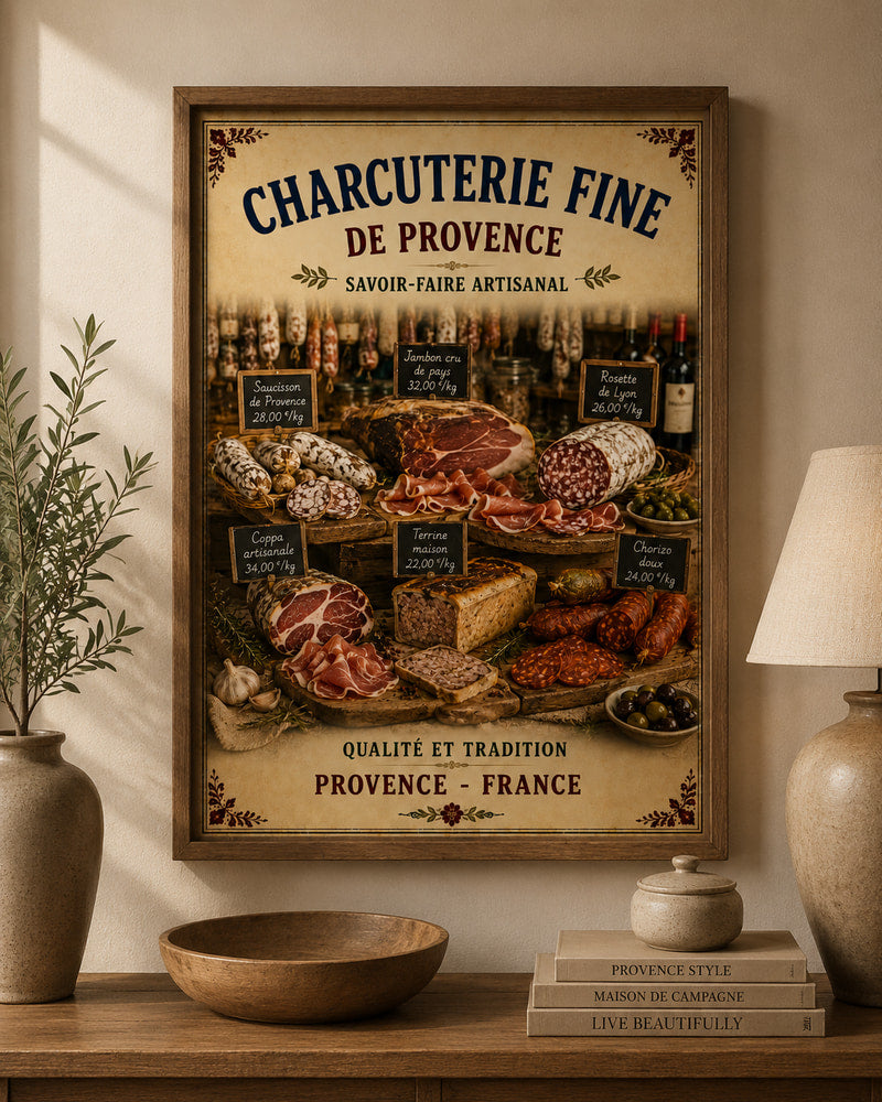 French Provence Fine Charcuterie Print Wall Art – A3 size