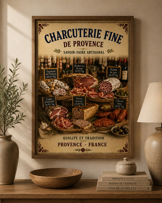 French Provence Fine Charcuterie Print Wall Art – A3 size - The Little Brocante Shop