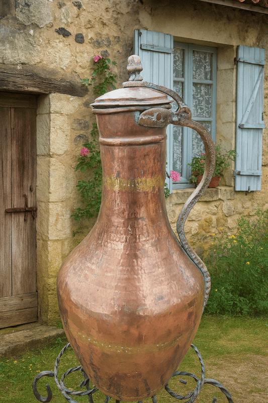 Antique French Hammered Copper Water Jug  c.1830