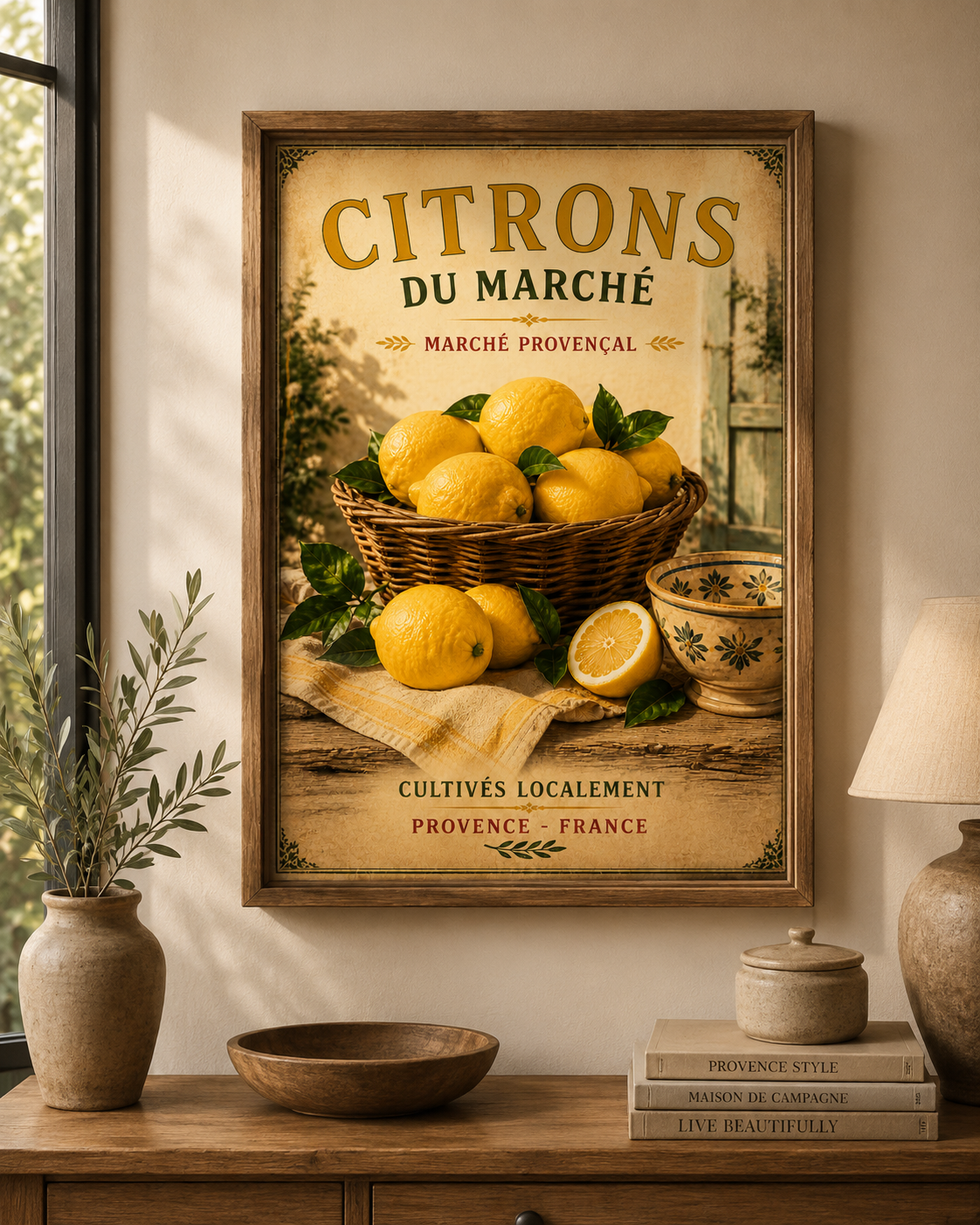 Provence Lemons Market Vintage Style French Print - A4, A3, A2, A1 or 50x70cm size - The Little Brocante Shop