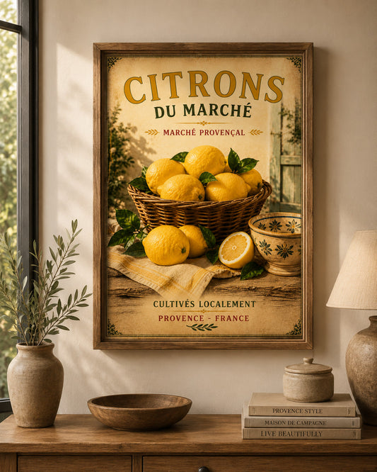 French Provence Lemons Print – A3 size - The Little Brocante Shop