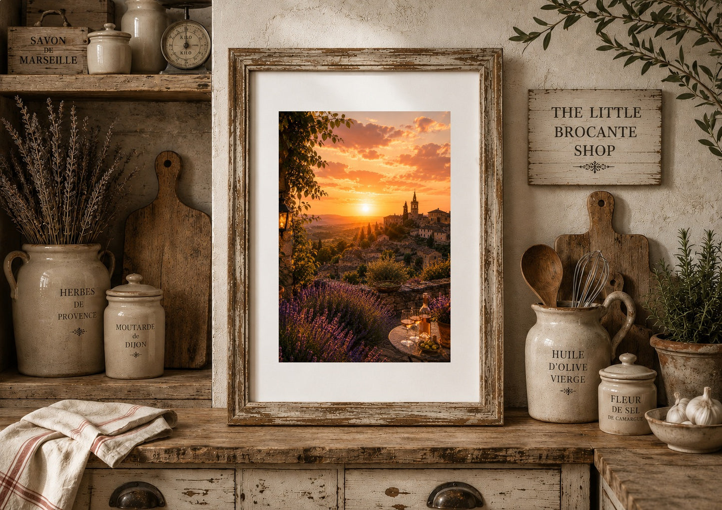 Coucher de Soleil en Provence Print | French Provence Sunset Wall Art | Provence Landscape | A5, A4, A3, A2 & A1