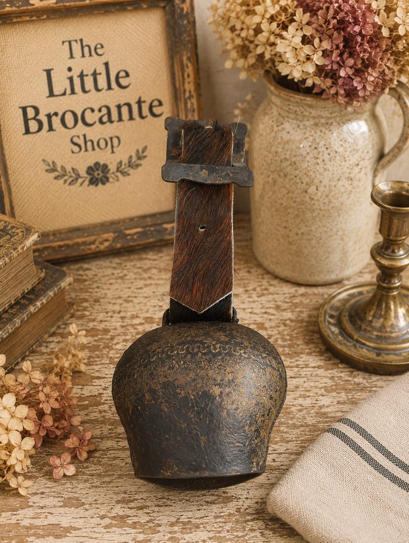 Antique French Cowbells with Animal Hair Straps – Rustic French Farmhouse Charm