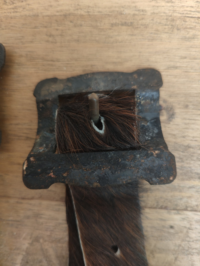 Antique French Cowbells with Animal Hair Straps – Rustic French Farmhouse Charm