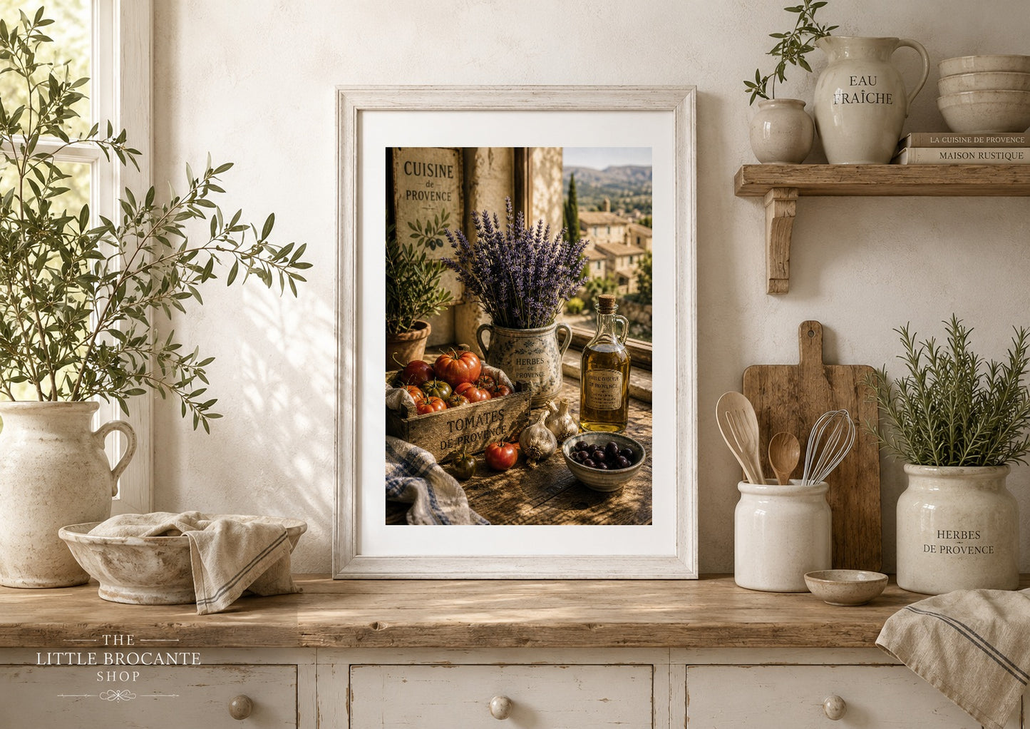 Cuisine de Provence Kitchen Art Print | Rustic French Farmhouse Wall Decor | Olive Oil, Tomatoes & Lavender | Vintage Mediterranean Kitchen Poster