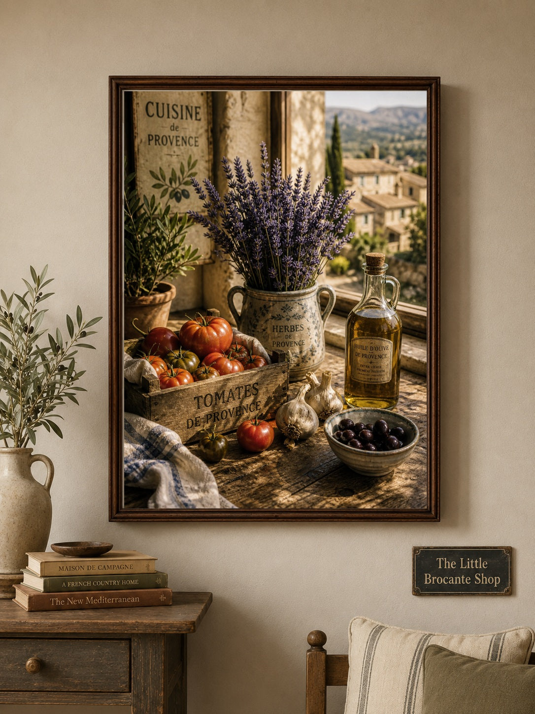 Cuisine de Provence Kitchen Art Print | Rustic French Farmhouse Wall Decor | Olive Oil, Tomatoes & Lavender | Vintage Mediterranean Kitchen Poster