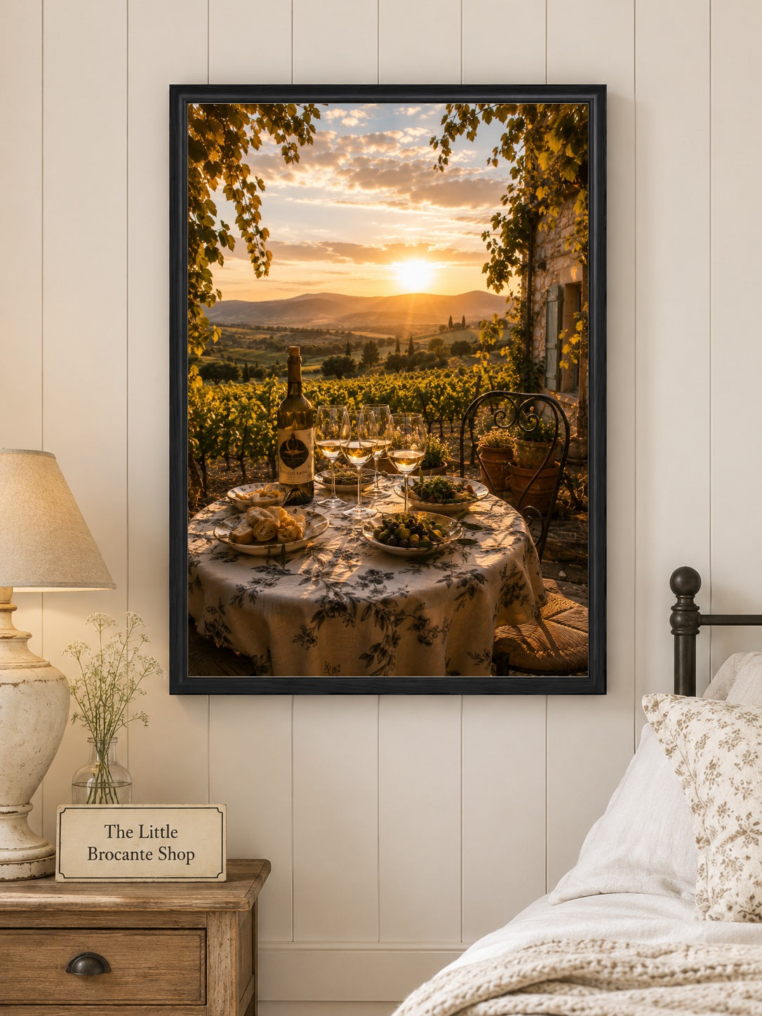 Déjeuner à la Vigne Print | French Dinner in the Vineyard Wall Art | Provence Wine Country Landscape | A5, A4, A3, A2 & A1