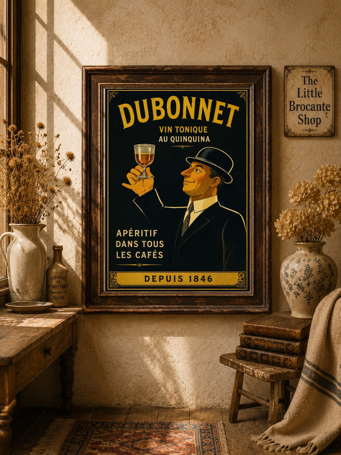 Dubonnet Vin Tonique Vintage French Advertising Print | Art Deco French Aperitif Wall Art | Classic Paris Bar Poster