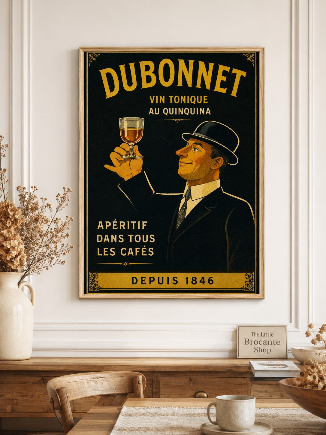 Dubonnet Vin Tonique Vintage French Advertising Print | Art Deco French Aperitif Wall Art | Classic Paris Bar Poster