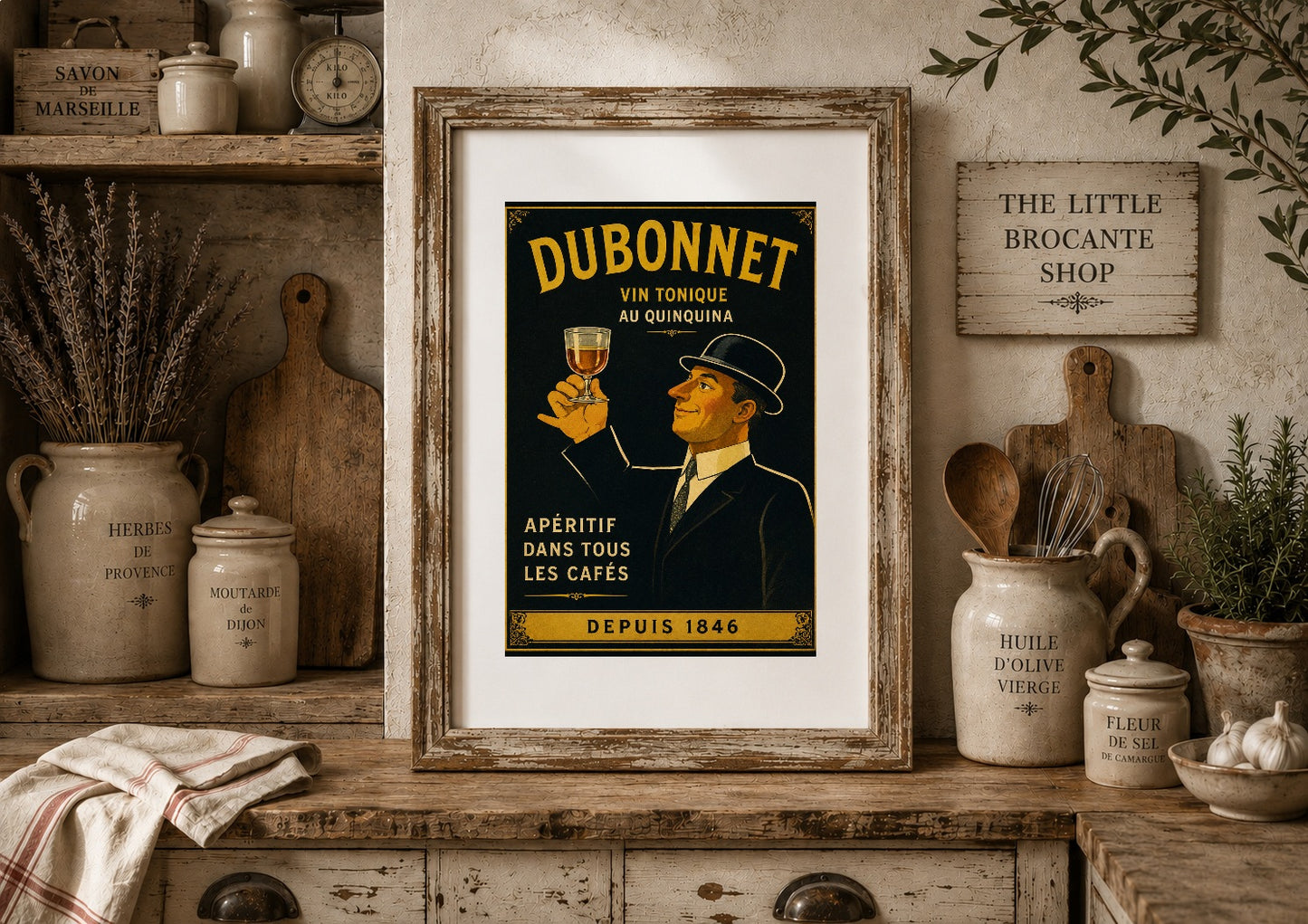 Dubonnet Vin Tonique Vintage French Advertising Print | Art Deco French Aperitif Wall Art | Classic Paris Bar Poster