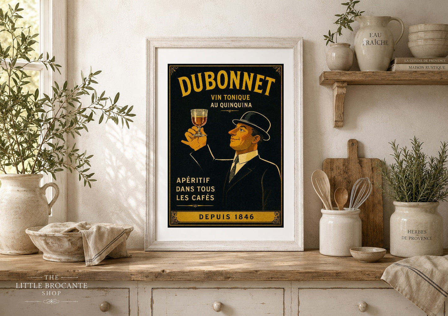 Dubonnet Vin Tonique Vintage French Advertising Print | Art Deco French Aperitif Wall Art | Classic Paris Bar Poster