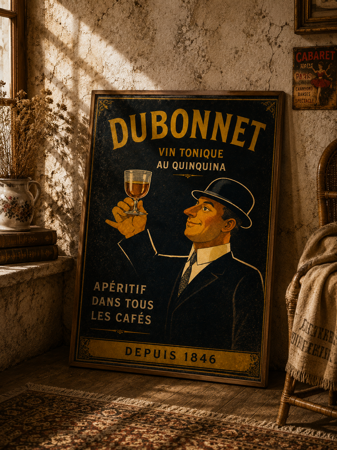 Dubonnet Vin Tonique Vintage French Advertising Print | Art Deco French Aperitif Wall Art | Classic Paris Bar Poster